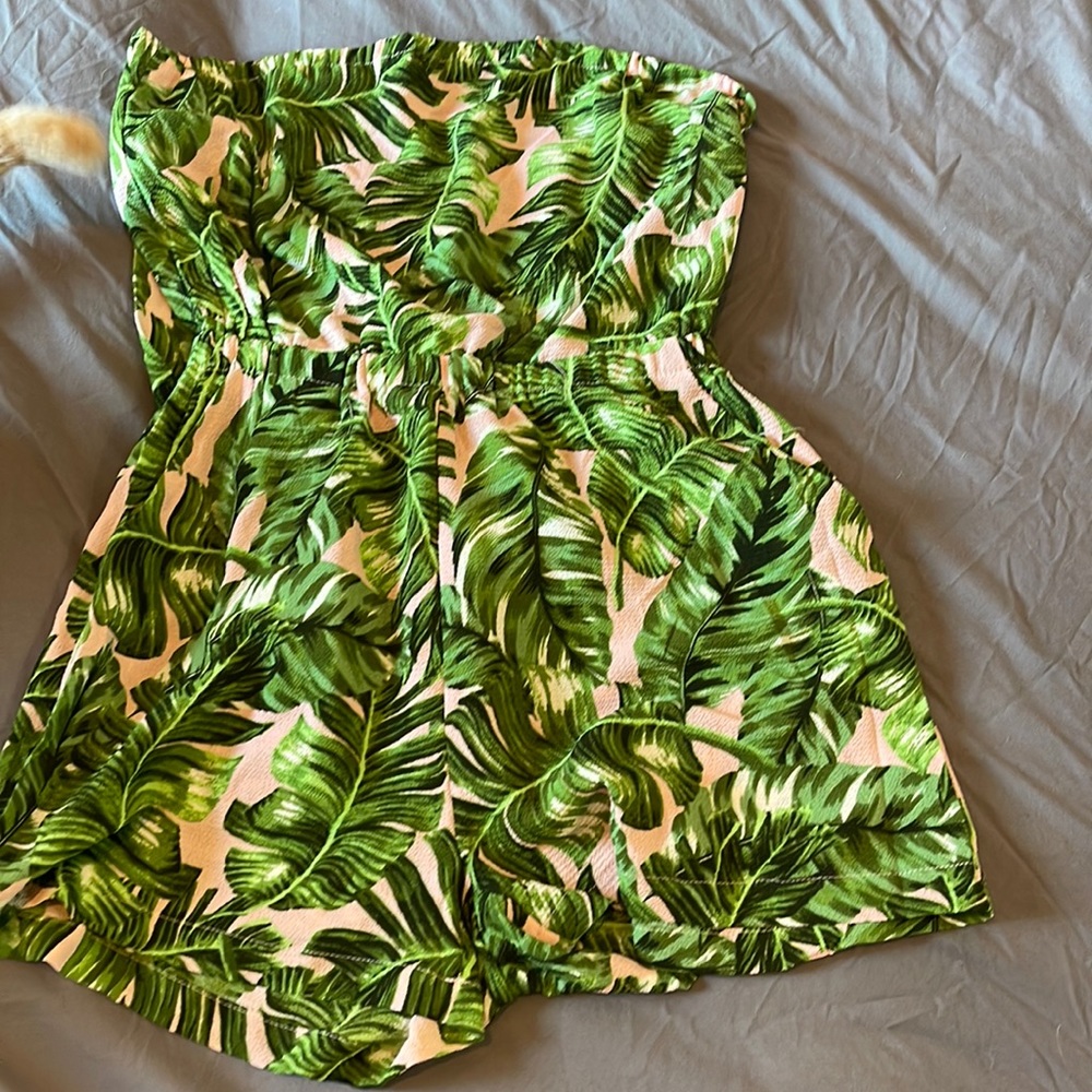 strapless tropical romper size small